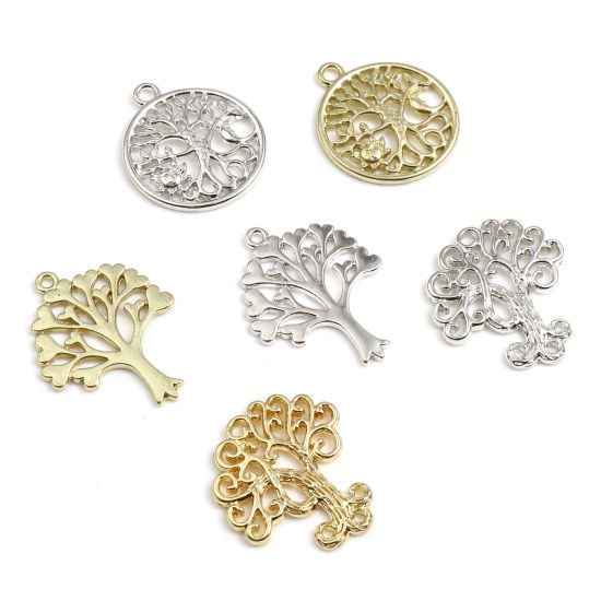 Picture of Zinc Based Alloy Pendants Multicolor Tree of Life 20 PCs