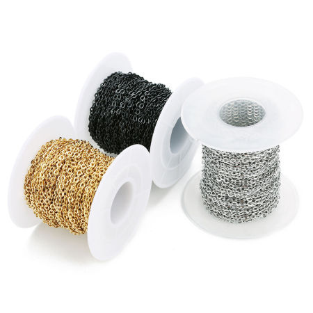Stainless Steel Link Chain Multicolor 1 Roll (Approx 10 Yards/Roll)