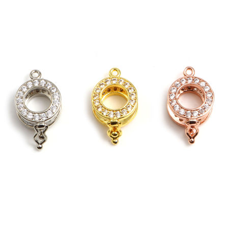 Cobre Locket de Perlas Colgantes Charms Ronda Multicolor Transparente Rhinestone Puede Abrir (Apta Cuenta: 10mm) 20mm x 13mm, 1 Unidad