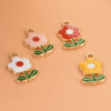 Imagen de Zamak Colgantes Charms Flor Hoja Chapado en Oro Multicolor Esmalte 19.5mm x 12mm, 10 Unidades