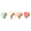 Imagen de Zamak Colgantes Charms Corazón Chapado en Oro Multicolor Arco Iris Esmalte 20mm x 18mm, 10 Unidades