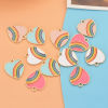 Imagen de Zamak Colgantes Charms Corazón Chapado en Oro Multicolor Arco Iris Esmalte 20mm x 18mm, 10 Unidades