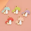 Picture of Zinc Based Alloy Charms Mushroom Gold Plated Multicolor Enamel 19.6mm x 16mm, 10 PCs