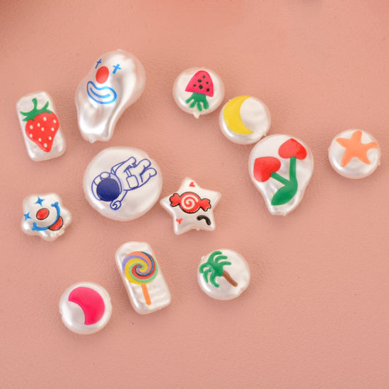 Picture of Acrylic Baroque Beads Multicolor Imitation Pearl 10 PCs