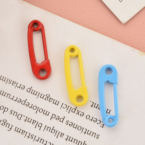 Immagine di Lega di Zinco Charms Spilla Multicolore Pittura 22mm x 7mm , 10 Pz