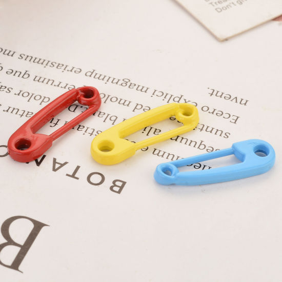 Immagine di Lega di Zinco Charms Spilla Multicolore Pittura 22mm x 7mm , 10 Pz