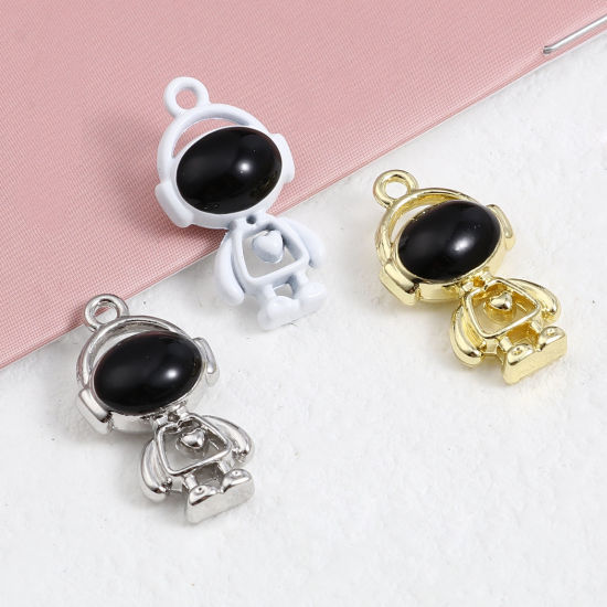 Immagine di Lega di Zinco Galassia Charms Astronauta Multicolore Smalto 21mm x 12mm , 5 Pz