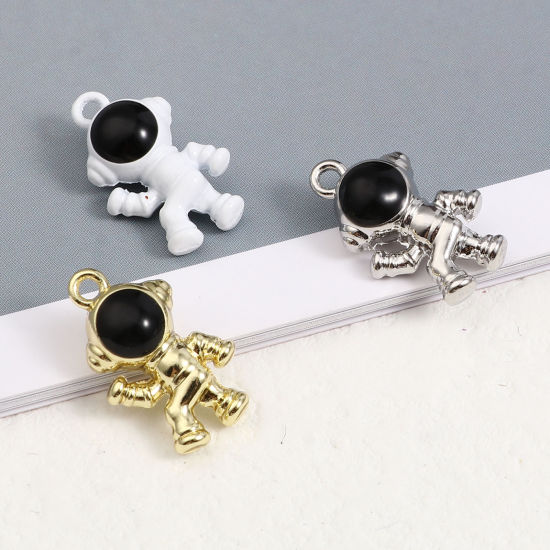 Immagine di Lega di Zinco Galassia Charms Astronauta Multicolore Smalto 19mm x 11mm , 5 Pz