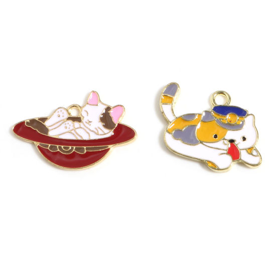 Immagine di Lega di Zinco Charms Oro Placcato Multicolore Smalto 5 Pz