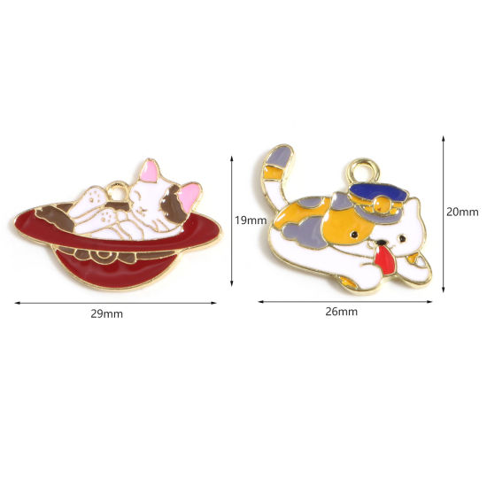Immagine di Lega di Zinco Charms Oro Placcato Multicolore Smalto 5 Pz