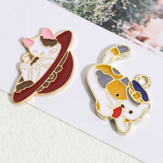 Immagine di Lega di Zinco Charms Oro Placcato Multicolore Smalto 5 Pz