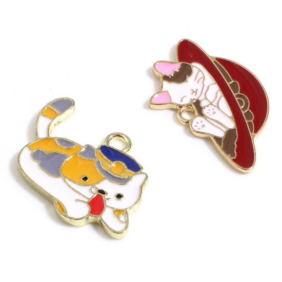 Immagine di Lega di Zinco Charms Oro Placcato Multicolore Smalto 5 Pz