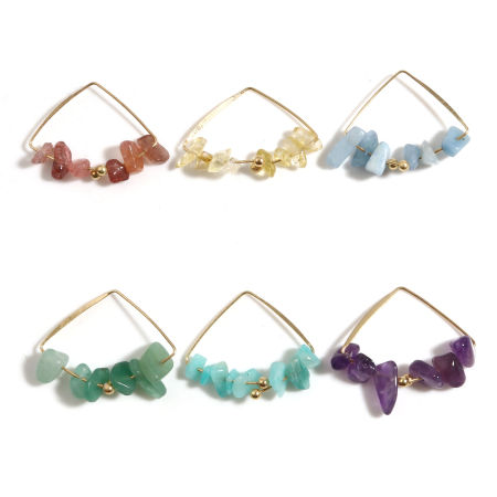 Zinc Based Alloy & Stone Pendants Triangle Gold Plated Multicolor 34mm x 30mm, 1 Piece