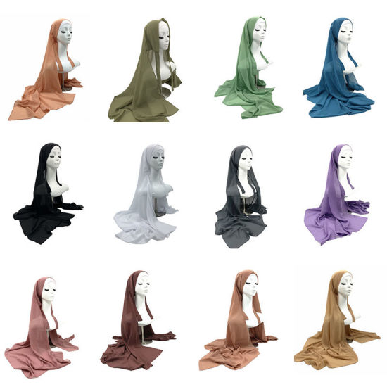 Picture of Chiffon Women's Hijab Scarf Wrap Solid Color