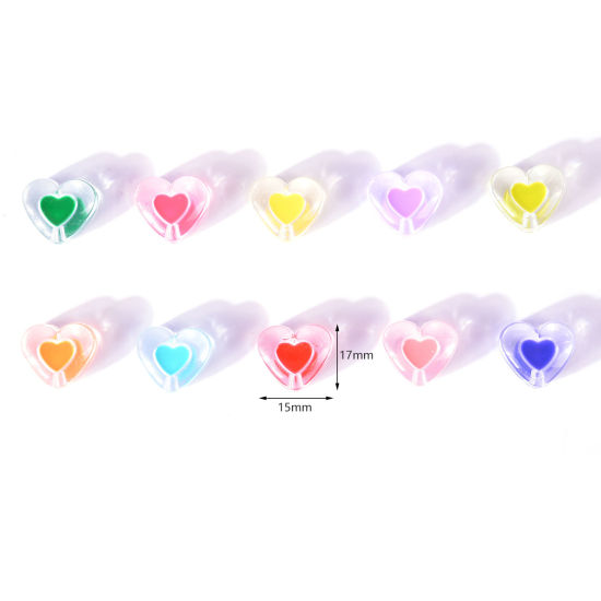 Bild von Acryl Valentinstag Perlen Herz Bunt Transparent 50 Stück