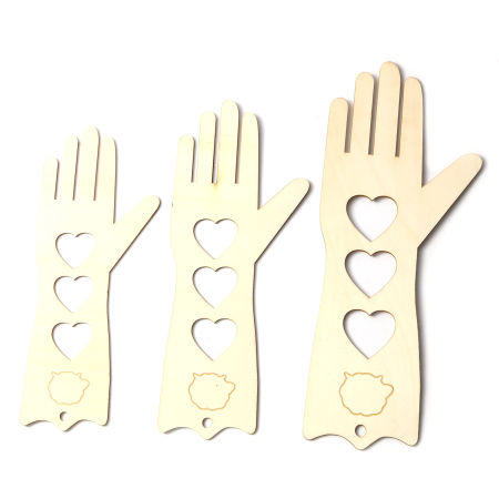 Деревянные Швейные Инструменты Перчатки Естественный цвет Сердце 2 ШТ