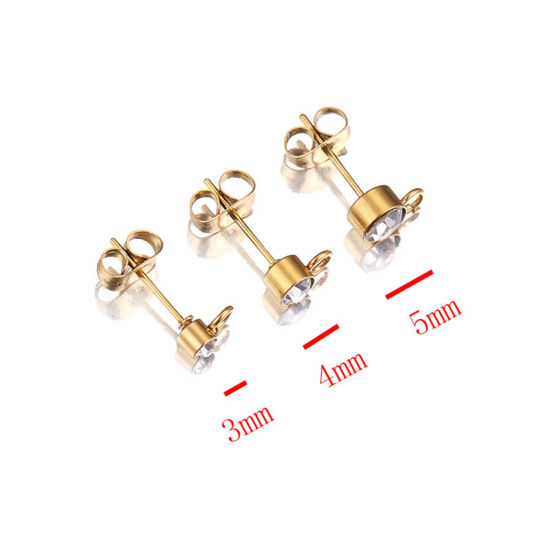 Immagine di Acciaio Inossidabile Orecchini a Perno Tondo Tono Argento W/ Loop 1 Pacchetto ( 20 Pz/Serie)