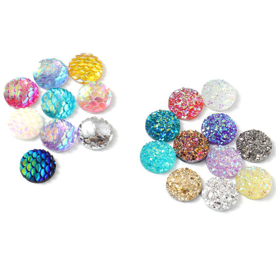 Image de Cabochons d'Embellissement en Résine Druzy Rond Couleur au Hasard 50 Pcs