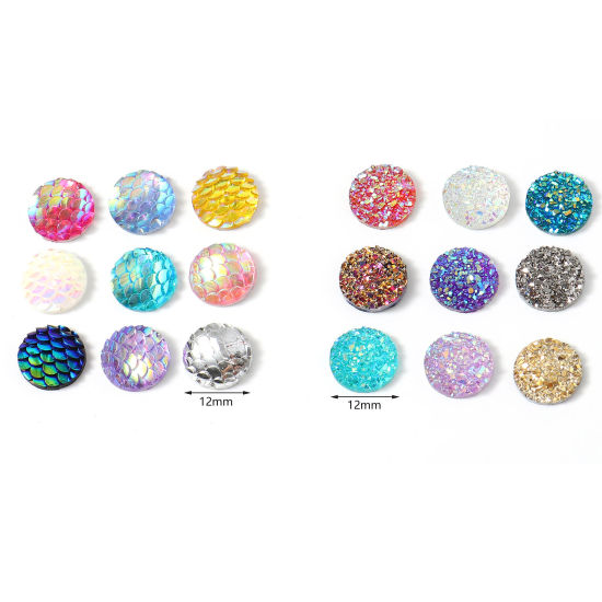 Image de Cabochons d'Embellissement en Résine Druzy Rond Couleur au Hasard 50 Pcs