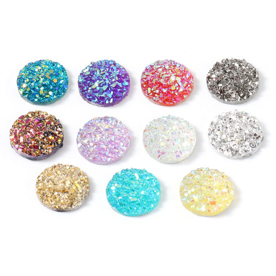 Image de Cabochons d'Embellissement en Résine Druzy Rond Couleur au Hasard 50 Pcs