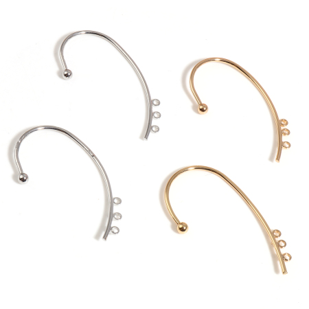 Zinc Based Alloy Ear Cuff Clip On Stud Wrap Earrings Multicolor W/ Loop 51mm x 30mm, 2 PCs