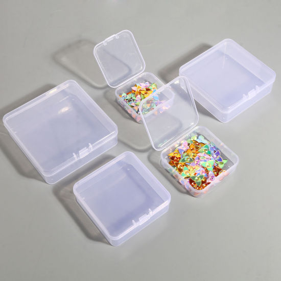 Bild von ABS Plastik Aufbewahrungsbehälter Kasten Korb Quadrat Transparent 5 Stück