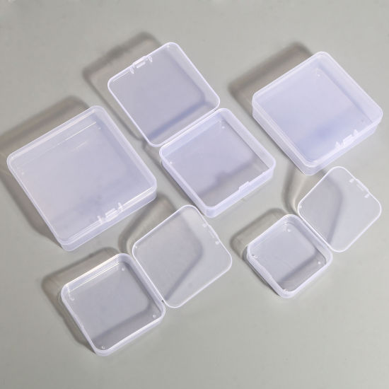 Bild von ABS Plastik Aufbewahrungsbehälter Kasten Korb Quadrat Transparent 5 Stück