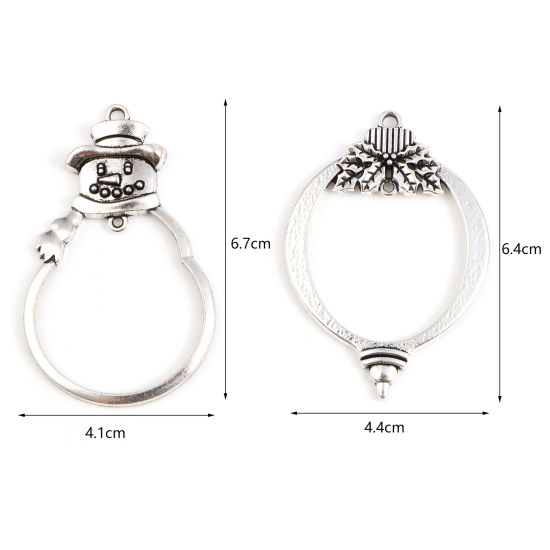 Immagine di Lega di Zinco Ciondoli Corona di Natale Argento Antico Fantoccio di Neve 1 Pz