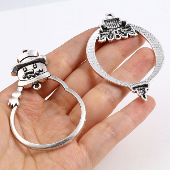 Immagine di Lega di Zinco Ciondoli Corona di Natale Argento Antico Fantoccio di Neve 1 Pz