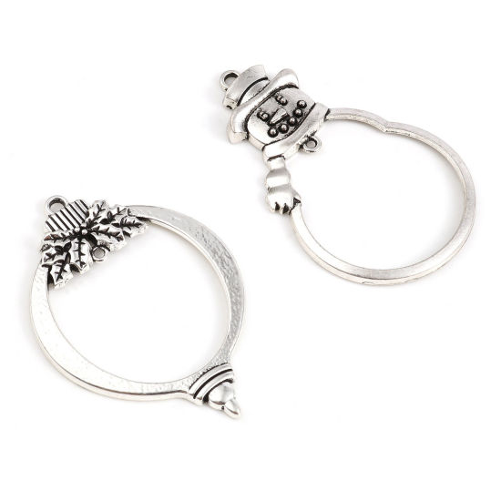 Immagine di Lega di Zinco Ciondoli Corona di Natale Argento Antico Fantoccio di Neve 1 Pz