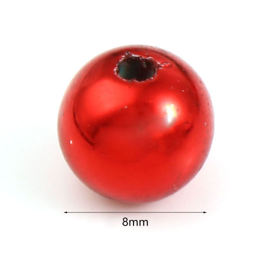 Imagen de CCB Plástico Navidad Cuentas Ronda , Multicolor 8mm Diámetro, Agujero: Aprox 1.7mm, 50 Unidades