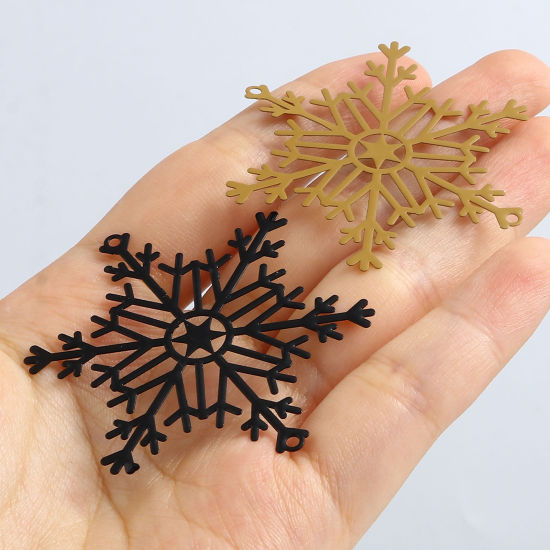 Picture of Brass Filigree Stamping Connectors Christmas Snowflake Multicolor Painted 5cm x 4.3cm, 5 PCs                                                                                                                                                                  