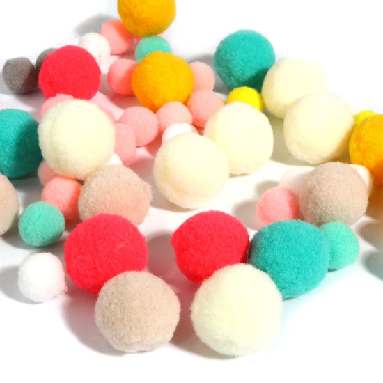 Bild von Terylen Pompon Bommel Mix Farben Rund 25mm 15mm Dia., 1 Packung （ 55 Stück/Paket)