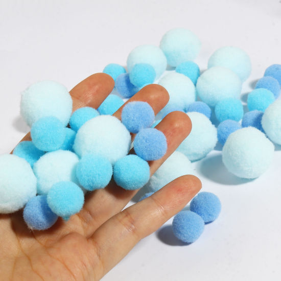 Bild von Terylen Pompon Bommel Mix Farben Rund 25mm 15mm Dia., 1 Packung （ 55 Stück/Paket)