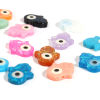 Picture of Resin Religious Spacer Beads Hamsa Symbol Hand Multicolor Evil Eye Pattern Foil About 14mm x 12mm, Hole: Approx 1.4mm, 2 PCs