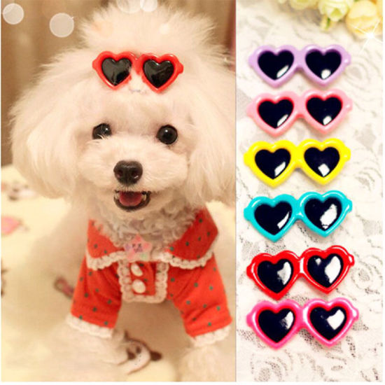Picture of Plastic Heart Cute Cat Dog Hair Clip Pet Accessories