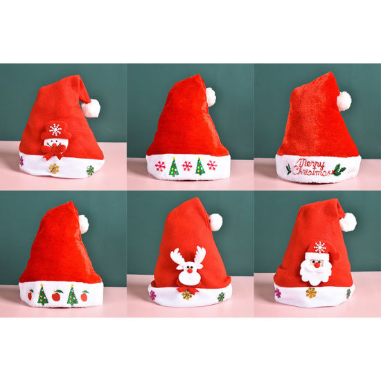 Picture of Velvet Plush Thicken New Year Snowman Christmas Hat For Children Festival Supplies Decoration