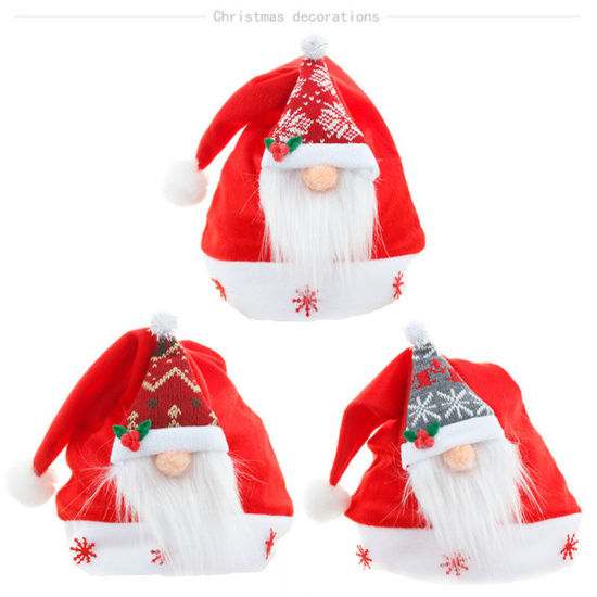 Picture of Velvet Plush Thicken New Year Faceless Dwarf Elf Christmas Hat For Adult Children Festival Supplies Decoration