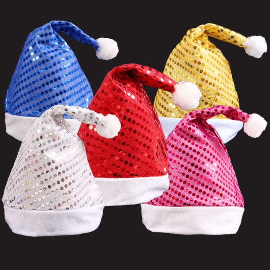Picture of Nonwoven New Year Sequins Christmas Hat For Adult Children Festival Supplies Decoration