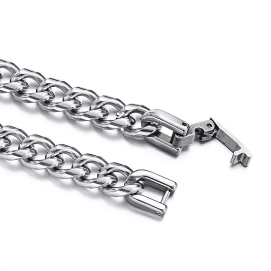 Immagine di Acciaio Inossidabile Braccialetti Tono Argento 1 Pz