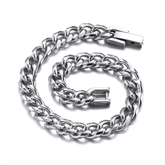 Immagine di Acciaio Inossidabile Braccialetti Tono Argento 1 Pz