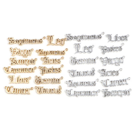 亜鉛合金 コネクターパーツ 多色 星座柄 44mm x 9mm、 1 パック