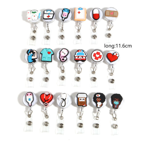 Picture of Plastic Medical Retractable ID Badge Card Holder Reels Clips Multicolor 11.6cm, 1 Piece