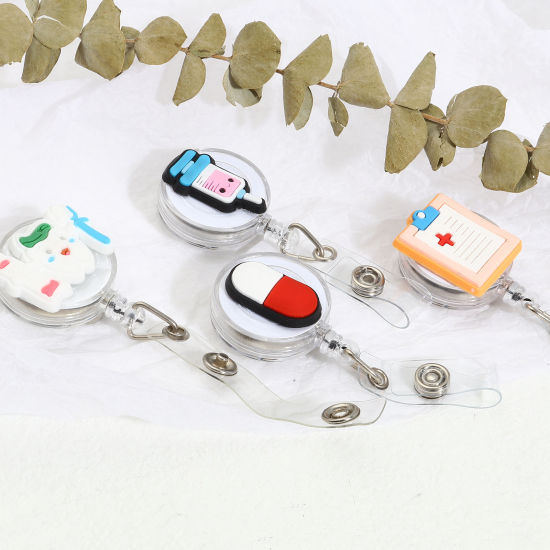 Picture of Plastic Medical Retractable ID Badge Card Holder Reels Clips Multicolor 11.6cm, 1 Piece