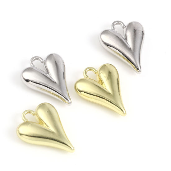 Picture of Zinc Based Alloy Valentine's Day Charms Heart Multicolor 15mm x 11mm, 10 PCs
