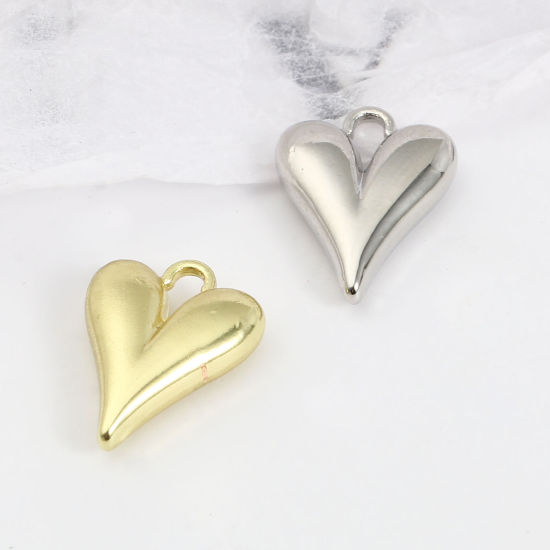Picture of Zinc Based Alloy Valentine's Day Charms Heart Multicolor 15mm x 11mm, 10 PCs