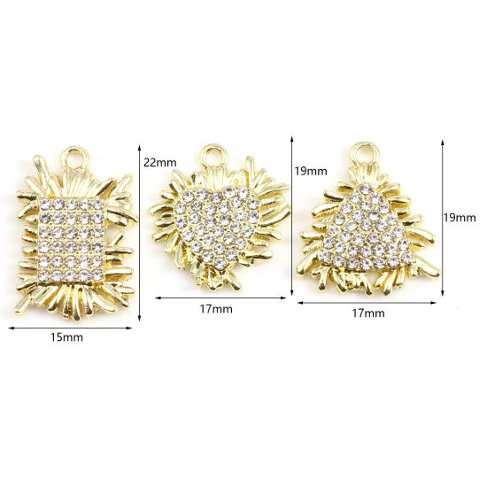 Immagine di Lega di Zinco Micro Intarsio Charms Oro Placcato Petalo Trasparente Strass 5 Pz