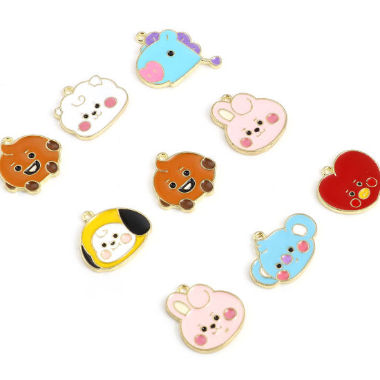 Immagine di Lega di Zinco Charms Animale Oro Placcato Multicolore Smalto 10 Pz