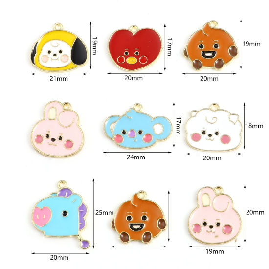 Immagine di Lega di Zinco Charms Animale Oro Placcato Multicolore Smalto 10 Pz