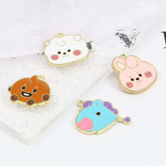 Immagine di Lega di Zinco Charms Animale Oro Placcato Multicolore Smalto 10 Pz